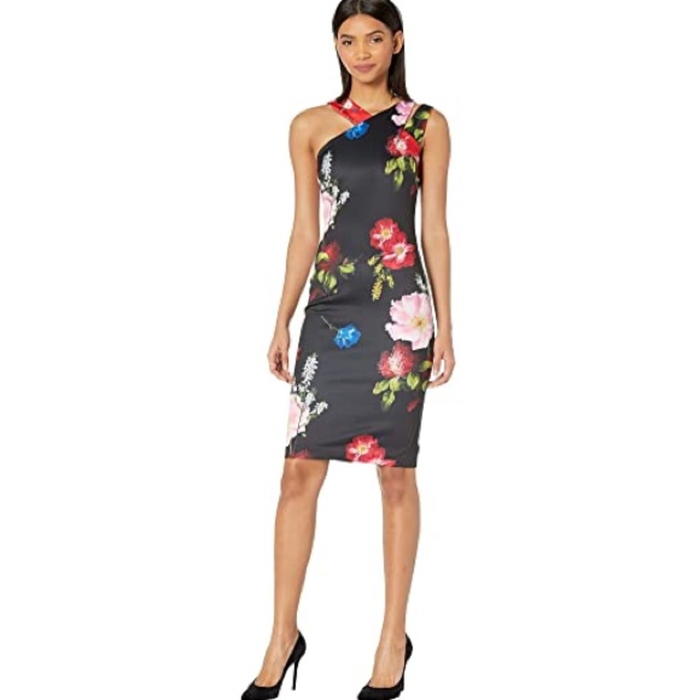 Ted Baker Polayo Floral Asymmetrical Dress NEW NWT Ted Size 2 Small - Picture 1 of 5